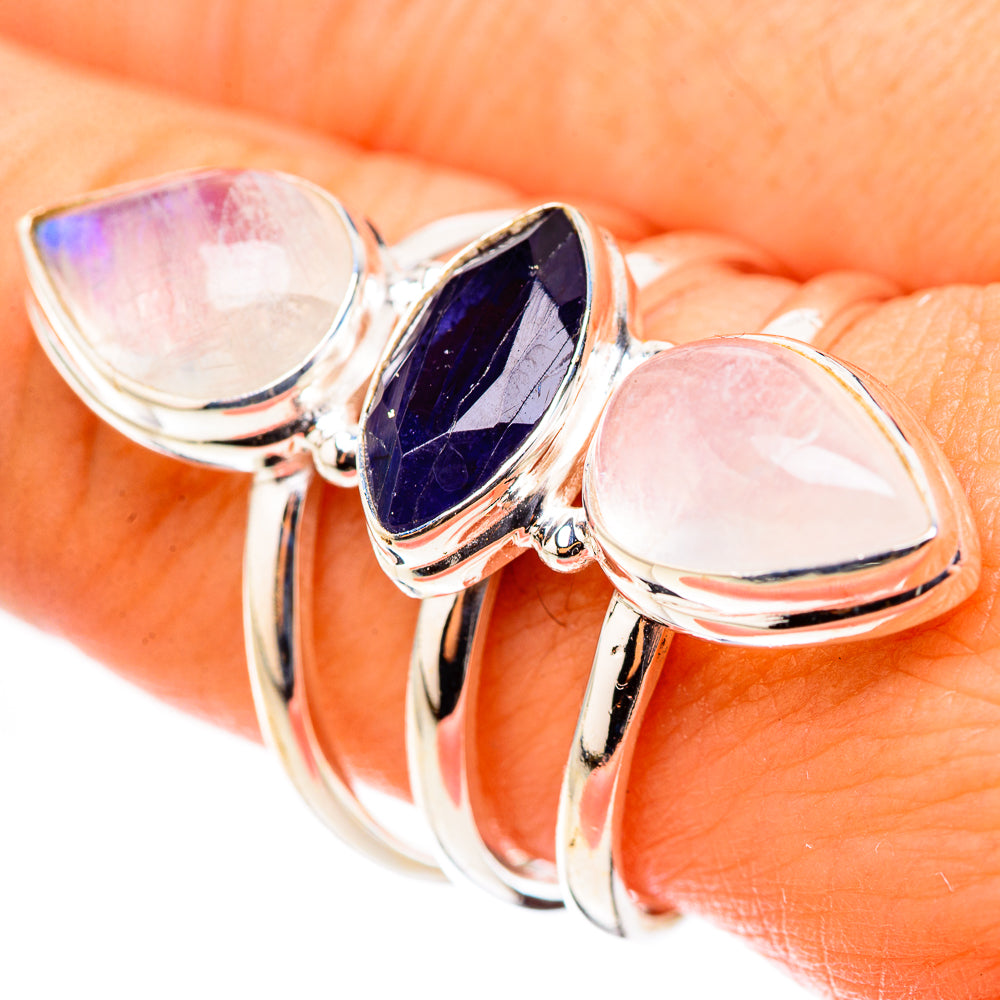 Rainbow Moonstone Rings handcrafted by Anasilvercos - RING124135