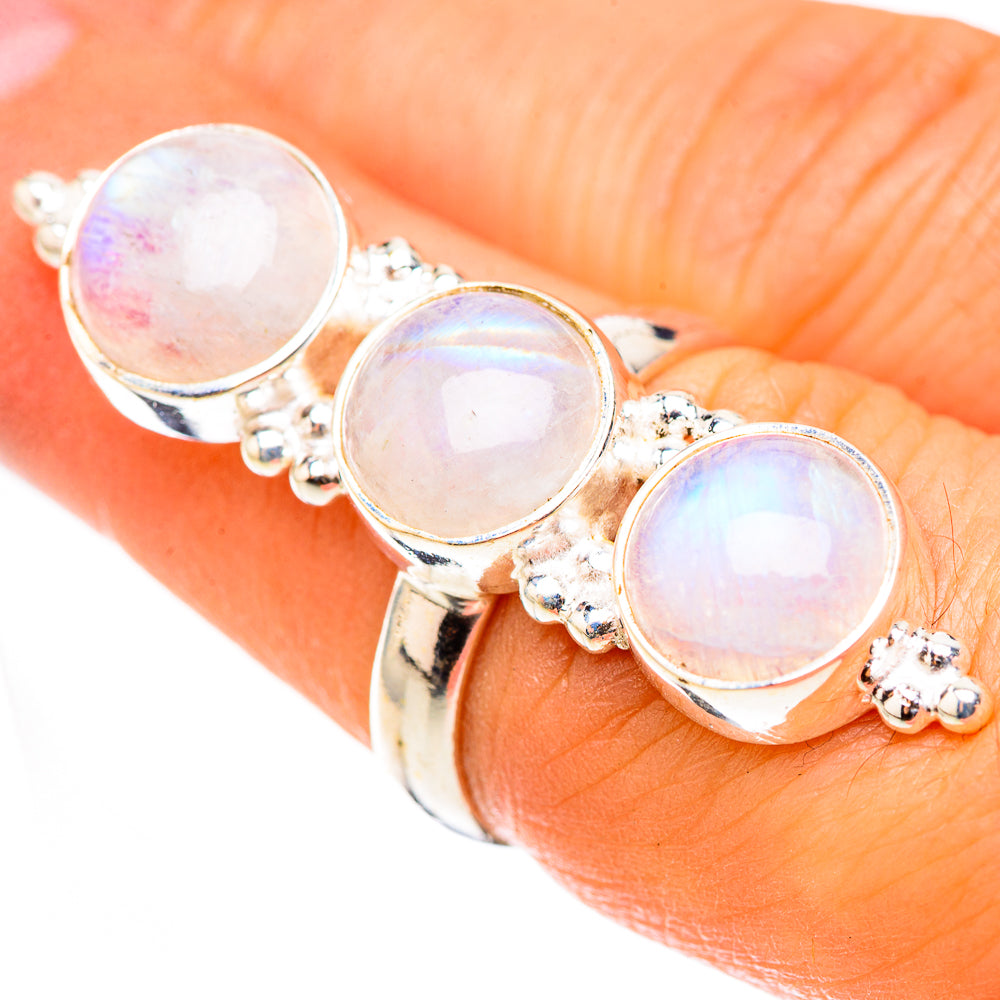 Rainbow Moonstone Rings handcrafted by Anasilvercos - RING124137