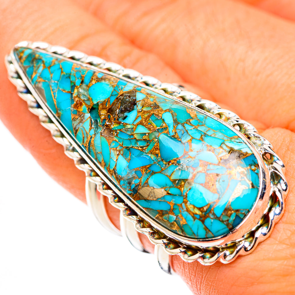 Blue Copper Composite Turquoise Rings handcrafted by Anasilvercos - RING124152
