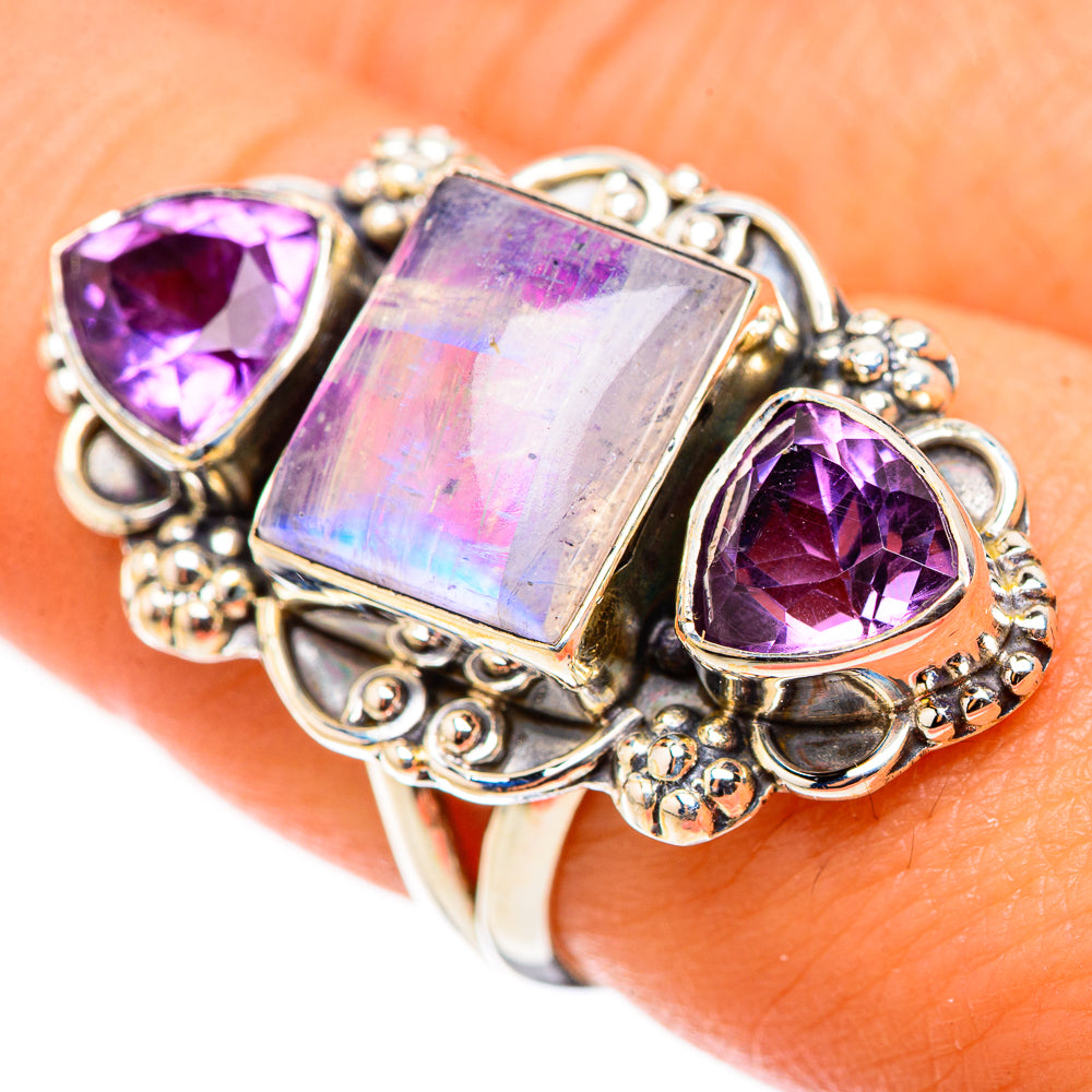 Pink Moonstone Rings handcrafted by Anasilvercos - RING124156