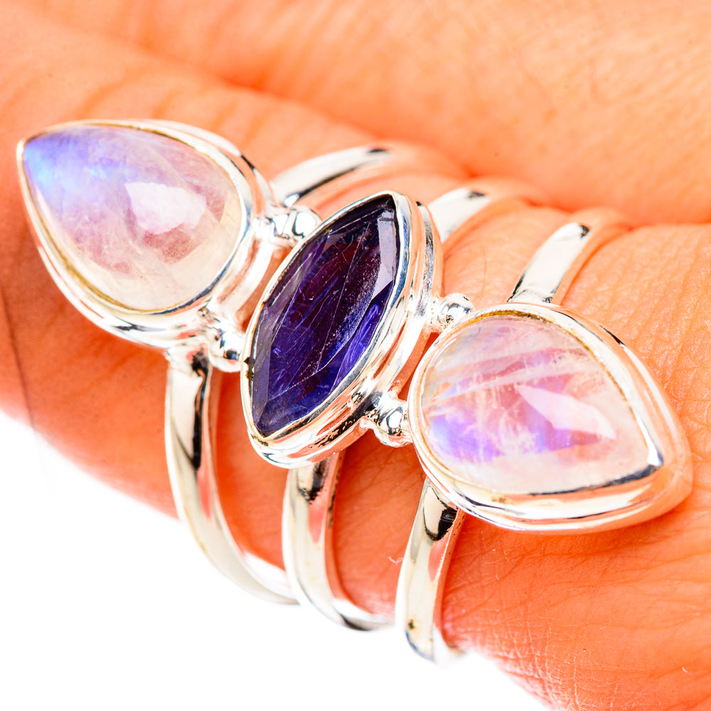 Rainbow Moonstone Rings handcrafted by Anasilvercos - RING124157