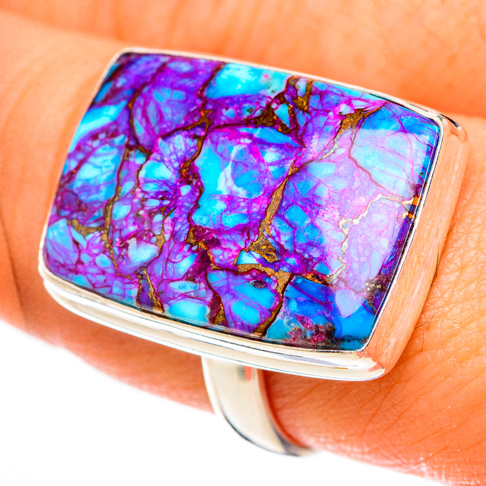 Purple Copper Composite Turquoise Rings handcrafted by Anasilvercos - RING124158