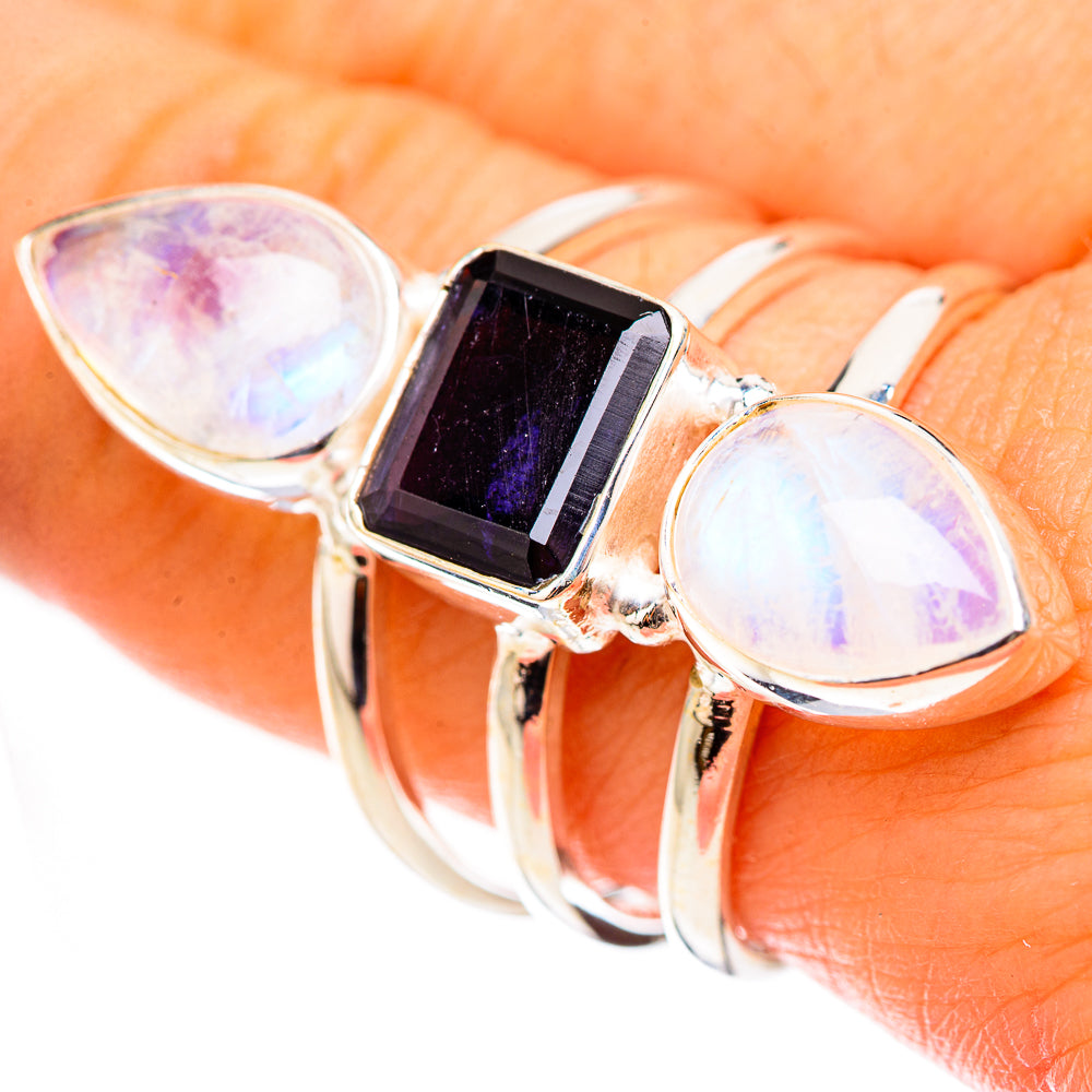 Rainbow Moonstone Rings handcrafted by Anasilvercos - RING124163