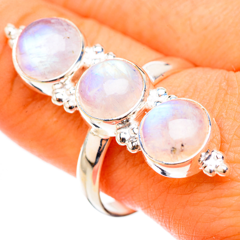 Rainbow Moonstone Rings handcrafted by Anasilvercos - RING124164