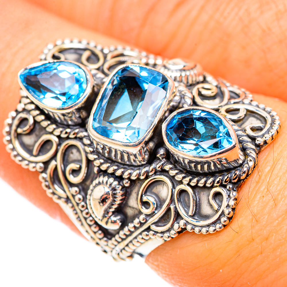 Swiss Blue Topaz Rings handcrafted by Anasilvercos - RING124175