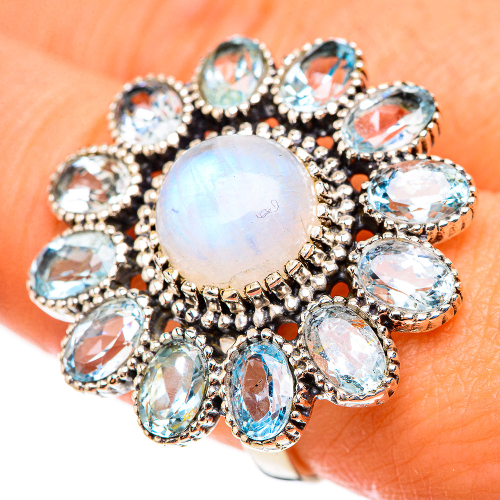 Rainbow Moonstone Rings handcrafted by Anasilvercos - RING124177