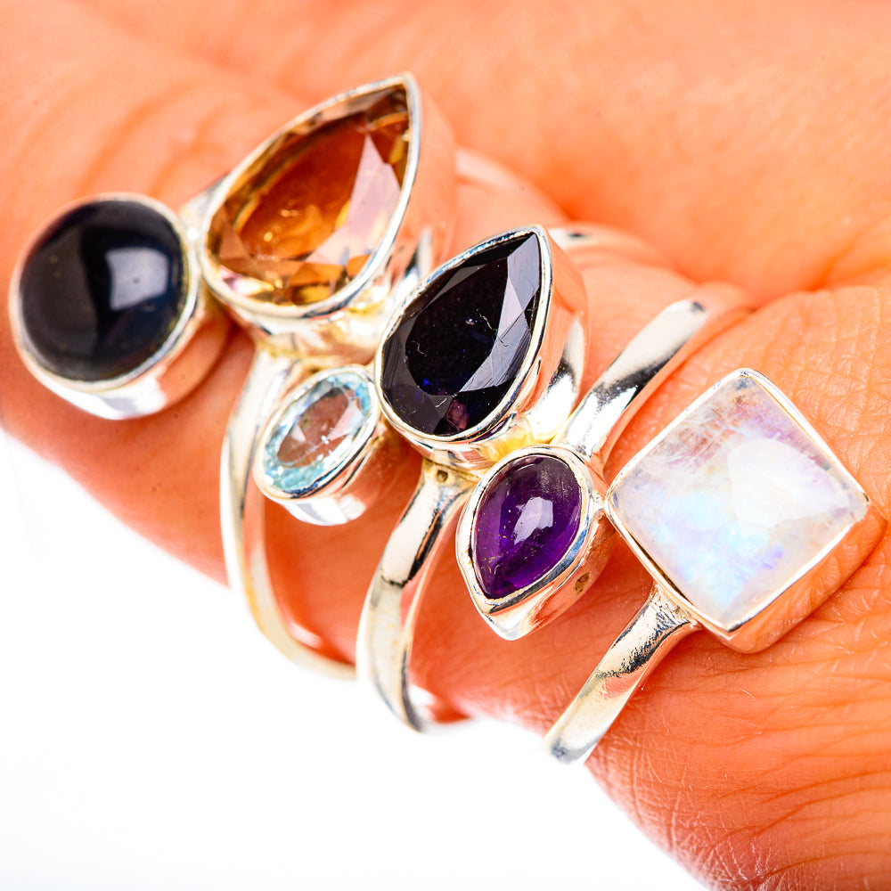 Rainbow Moonstone Rings handcrafted by Anasilvercos - RING124186