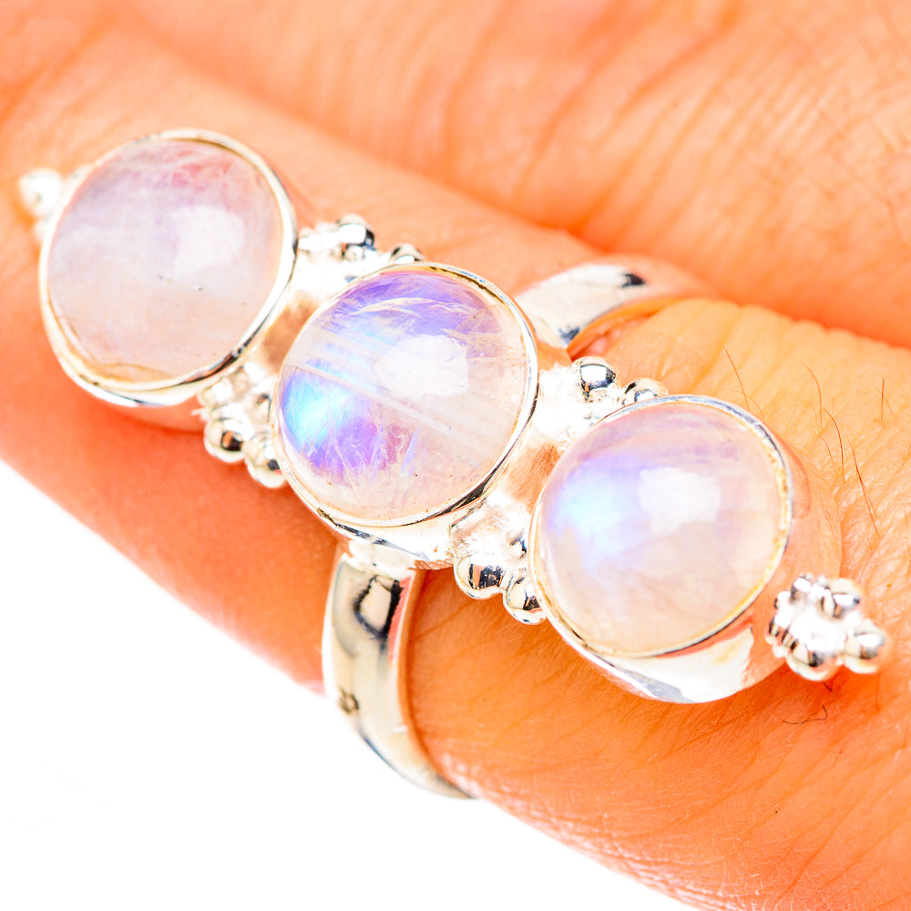 Rainbow Moonstone Rings handcrafted by Anasilvercos - RING124194