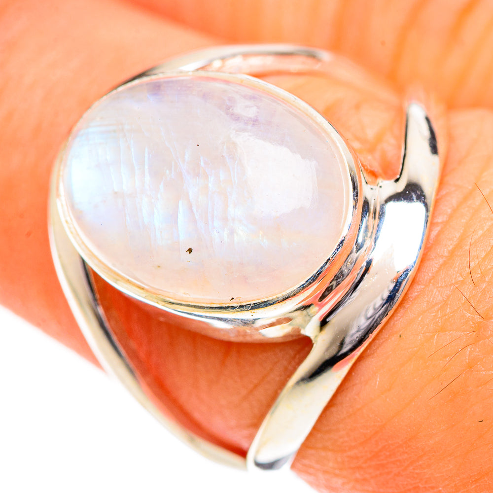 Rainbow Moonstone Rings handcrafted by Anasilvercos - RING124216