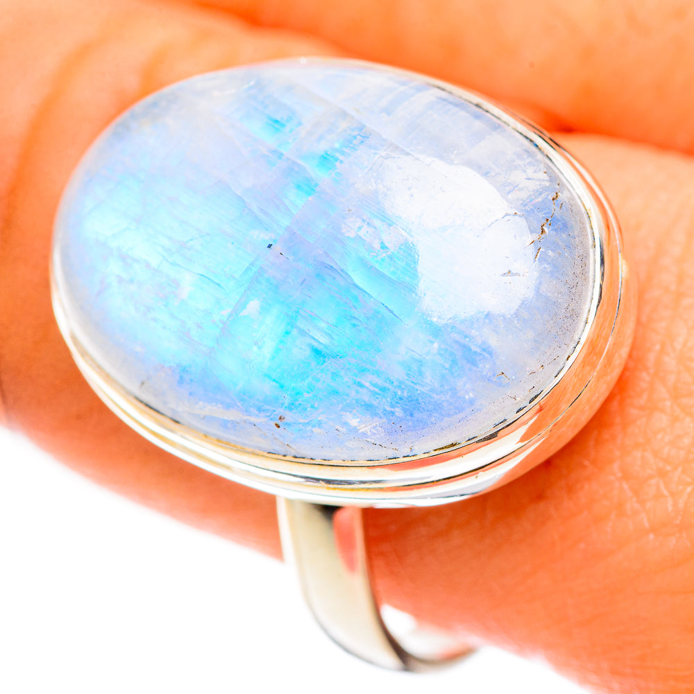 Rainbow Moonstone Rings handcrafted by Anasilvercos - RING124274