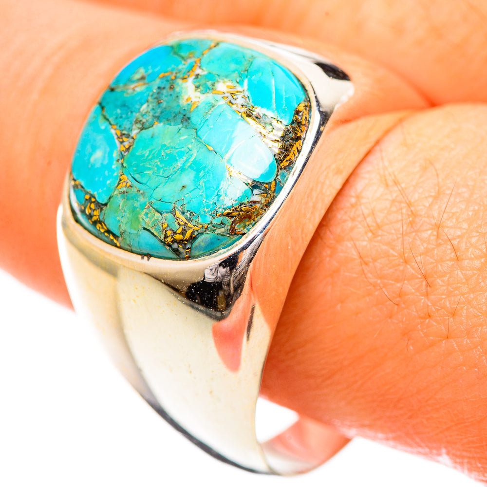 Blue Copper Composite Turquoise Rings handcrafted by Anasilvercos - RING124280