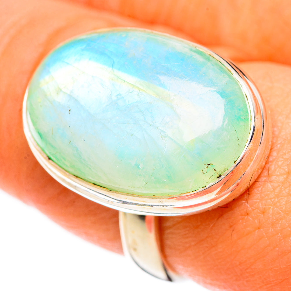 Green Moonstone Rings handcrafted by Anasilvercos - RING124282