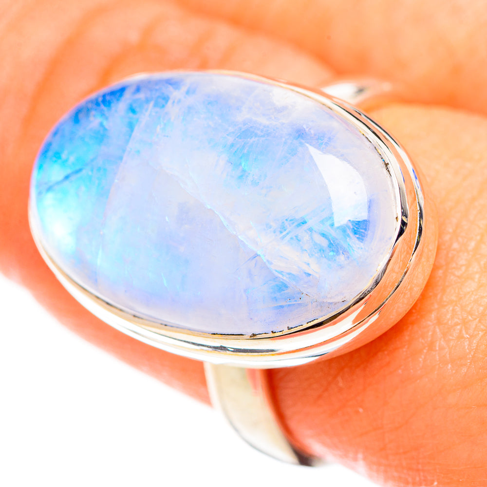 Rainbow Moonstone Rings handcrafted by Anasilvercos - RING124300