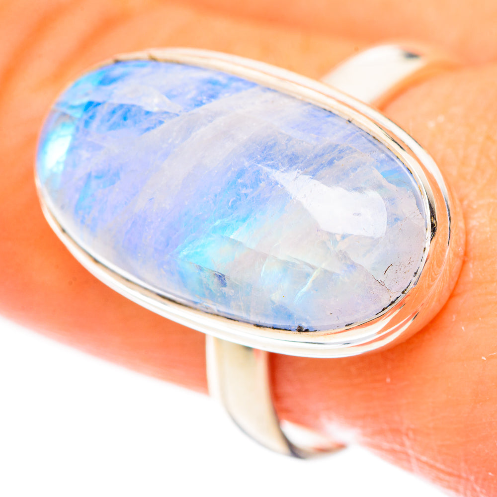Rainbow Moonstone Rings handcrafted by Anasilvercos - RING124333