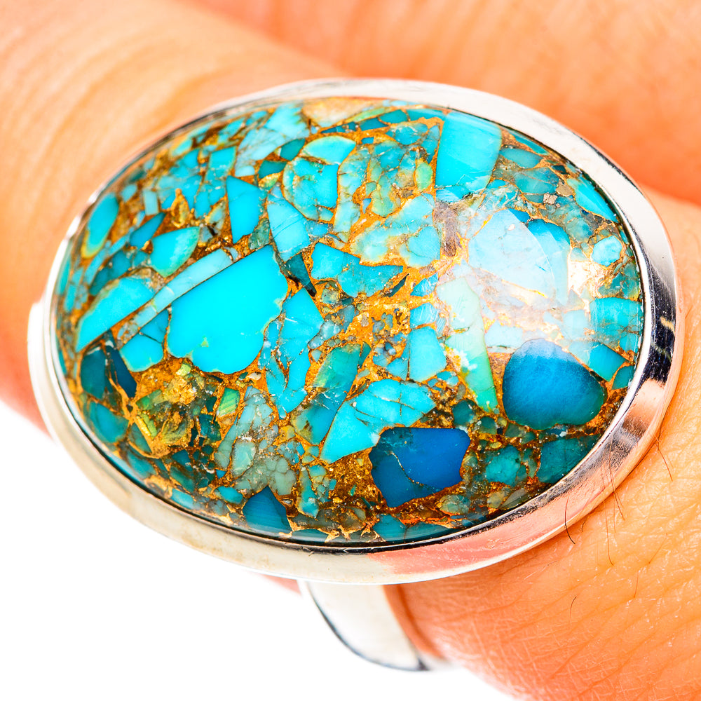 Blue Copper Composite Turquoise Rings handcrafted by Anasilvercos - RING124396