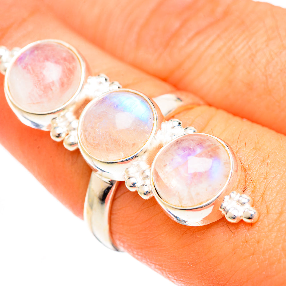 Rainbow Moonstone Rings handcrafted by Anasilvercos - RING124414