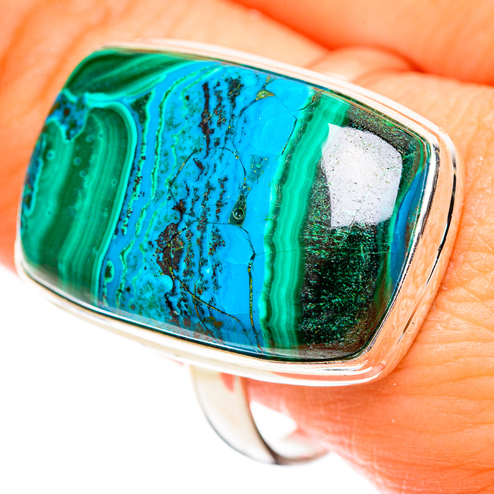 Malachite In Chrysocolla Rings handcrafted by Anasilvercos - RING124415