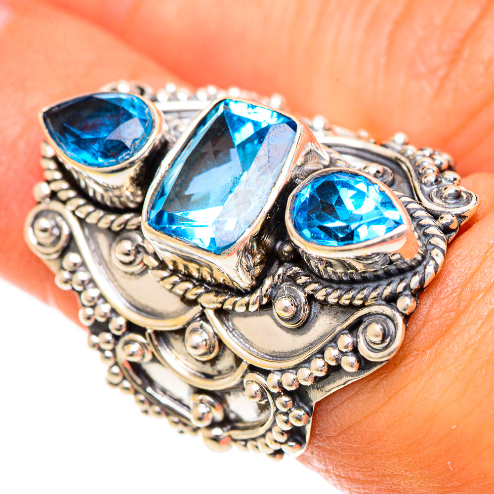 Swiss Blue Topaz Rings handcrafted by Anasilvercos - RING124427