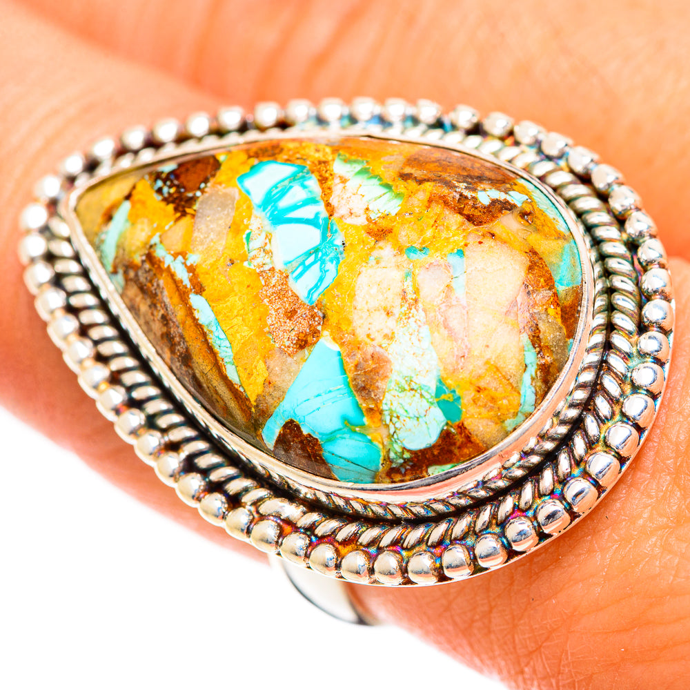 Blue Copper Composite Turquoise Rings handcrafted by Anasilvercos - RING124430