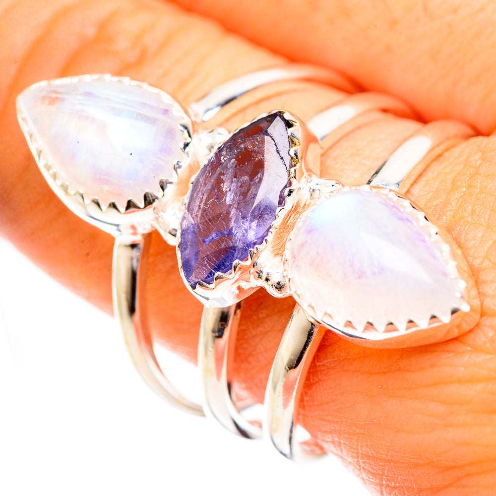 Rainbow Moonstone Rings handcrafted by Anasilvercos - RING124436