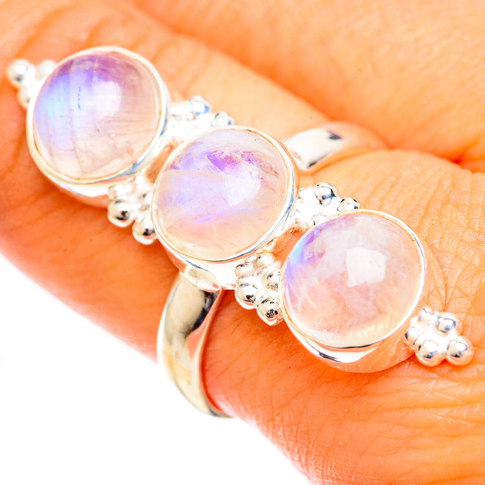 Rainbow Moonstone Rings handcrafted by Anasilvercos - RING124440