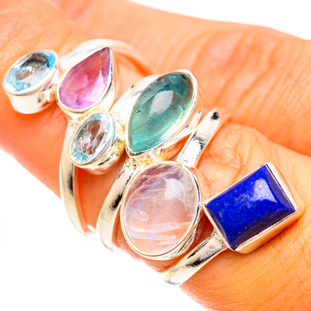 Rainbow Moonstone Rings handcrafted by Anasilvercos - RING124441