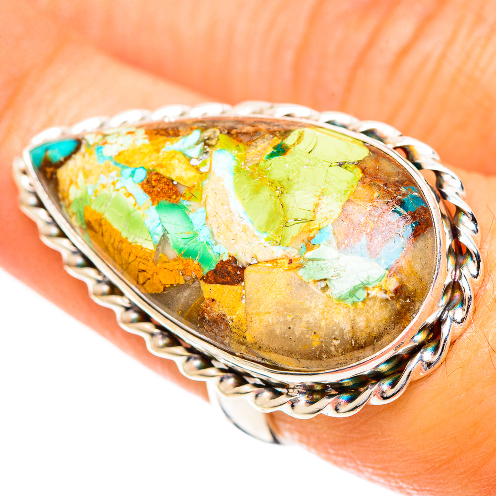Green Copper Composite Turquoise Rings handcrafted by Anasilvercos - RING124455