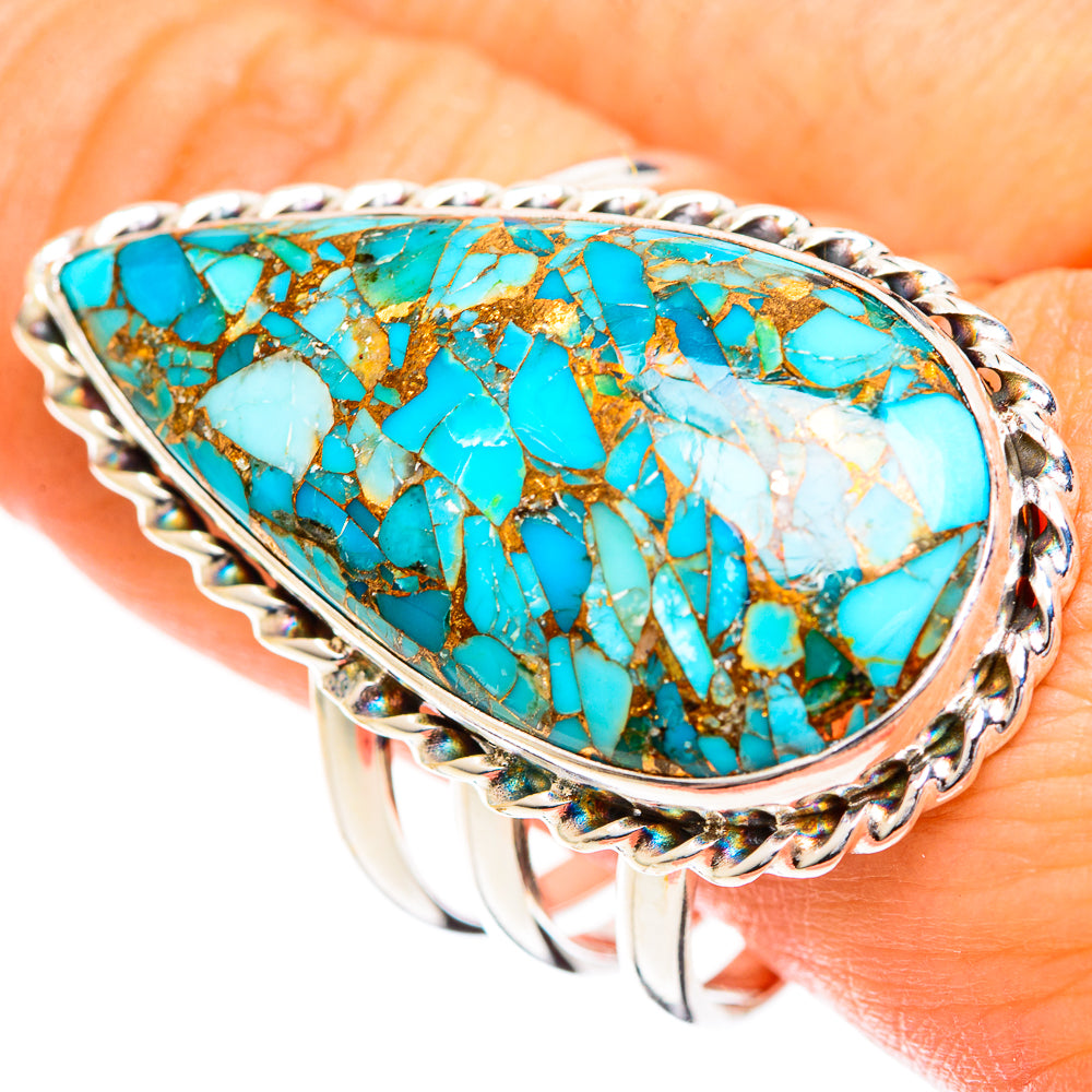 Blue Copper Composite Turquoise Rings handcrafted by Anasilvercos - RING124467