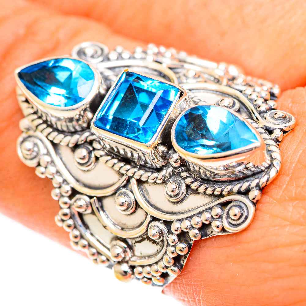 Swiss Blue Topaz Rings handcrafted by Anasilvercos - RING124469