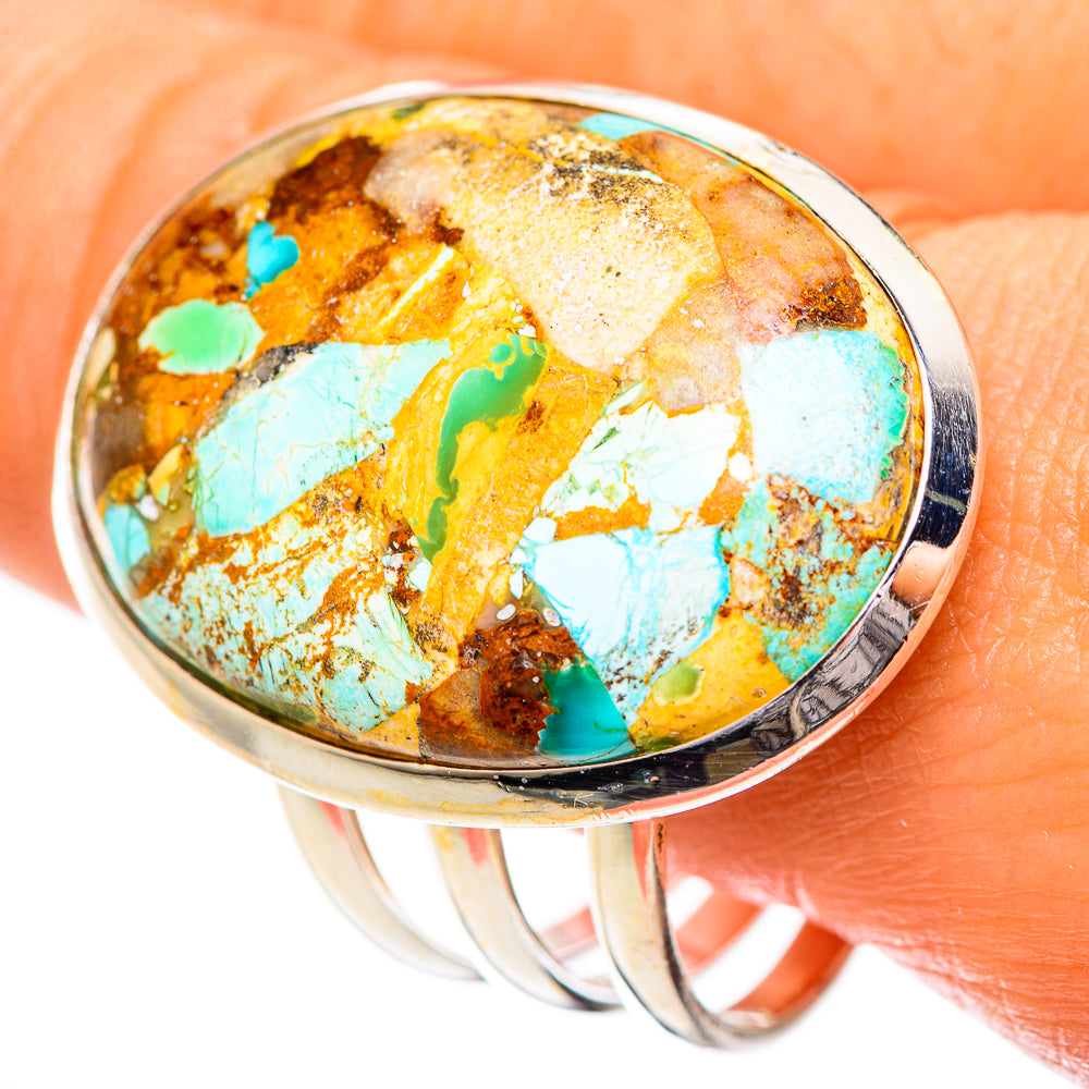 Blue Copper Composite Turquoise Rings handcrafted by Anasilvercos - RING124470