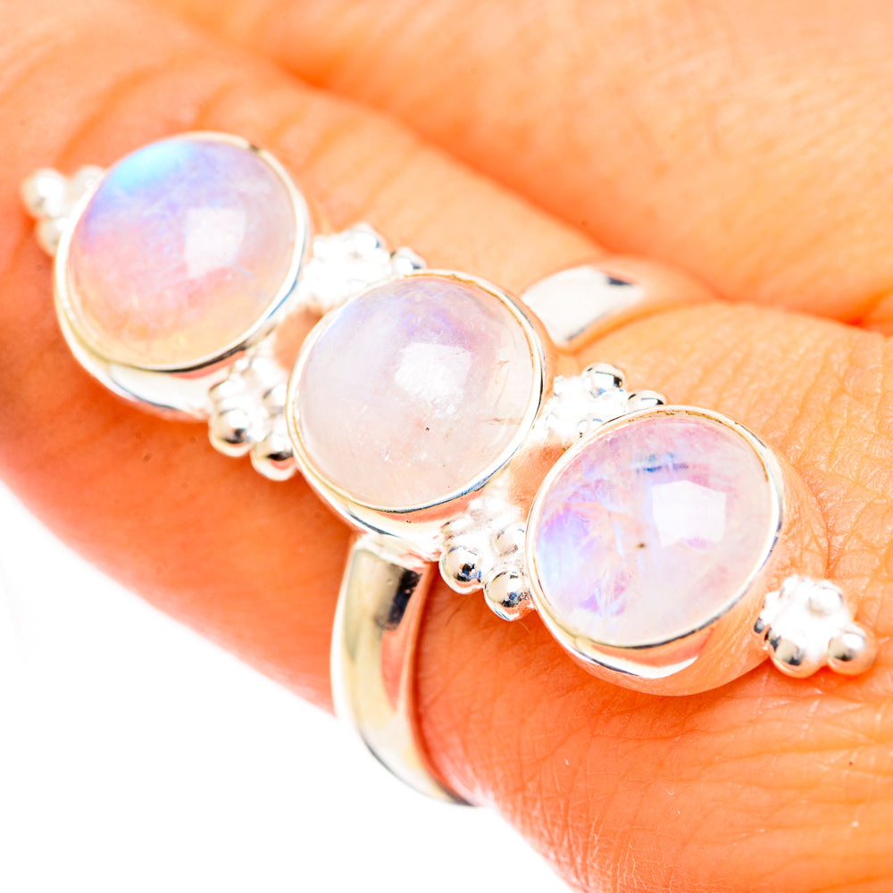 Rainbow Moonstone Rings handcrafted by Anasilvercos - RING124480