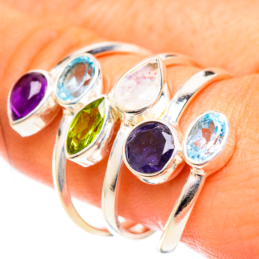 Rainbow Moonstone Rings handcrafted by Anasilvercos - RING124483