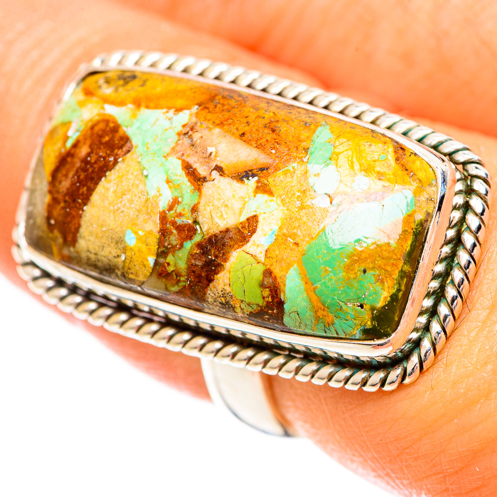 Green Copper Composite Turquoise Rings handcrafted by Anasilvercos - RING124487