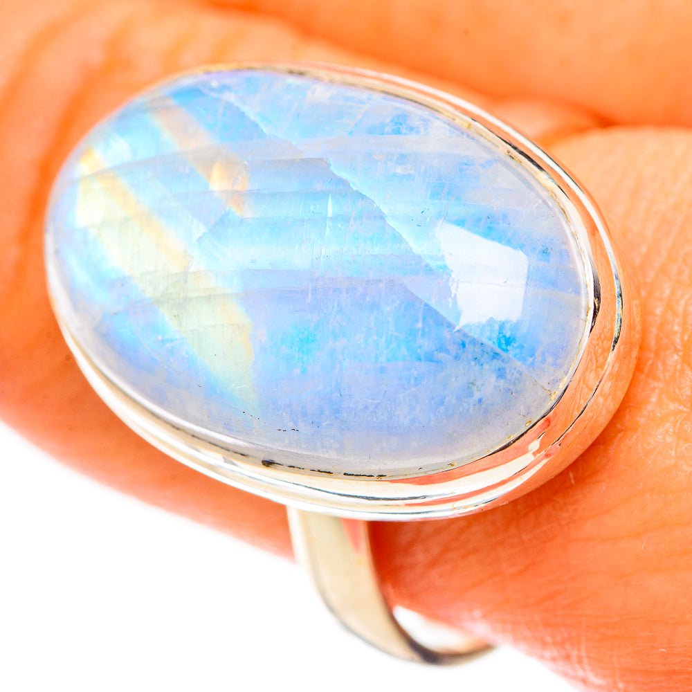 Rainbow Moonstone Rings handcrafted by Anasilvercos - RING124492