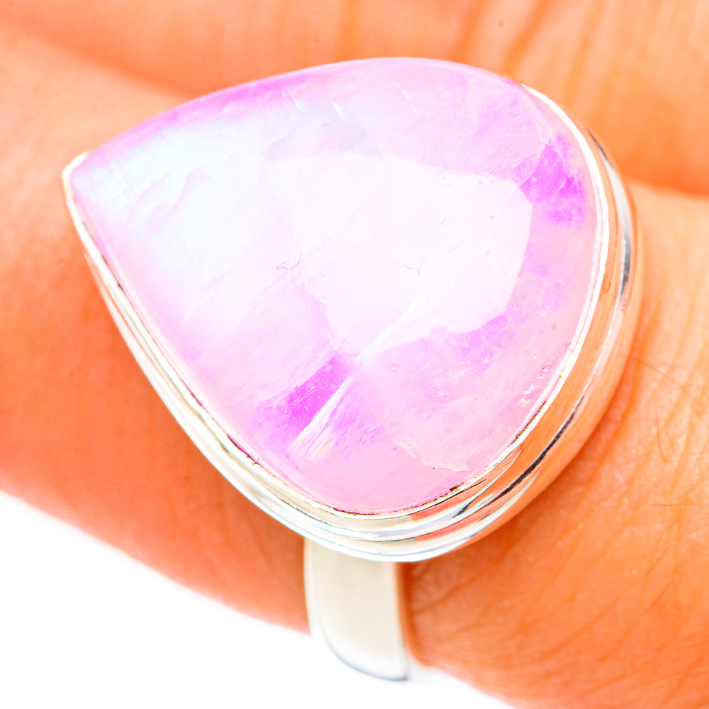 Pink Moonstone Rings handcrafted by Anasilvercos - RING124513