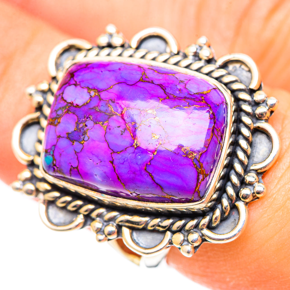 Purple Copper Composite Turquoise Rings handcrafted by Anasilvercos - RING124516