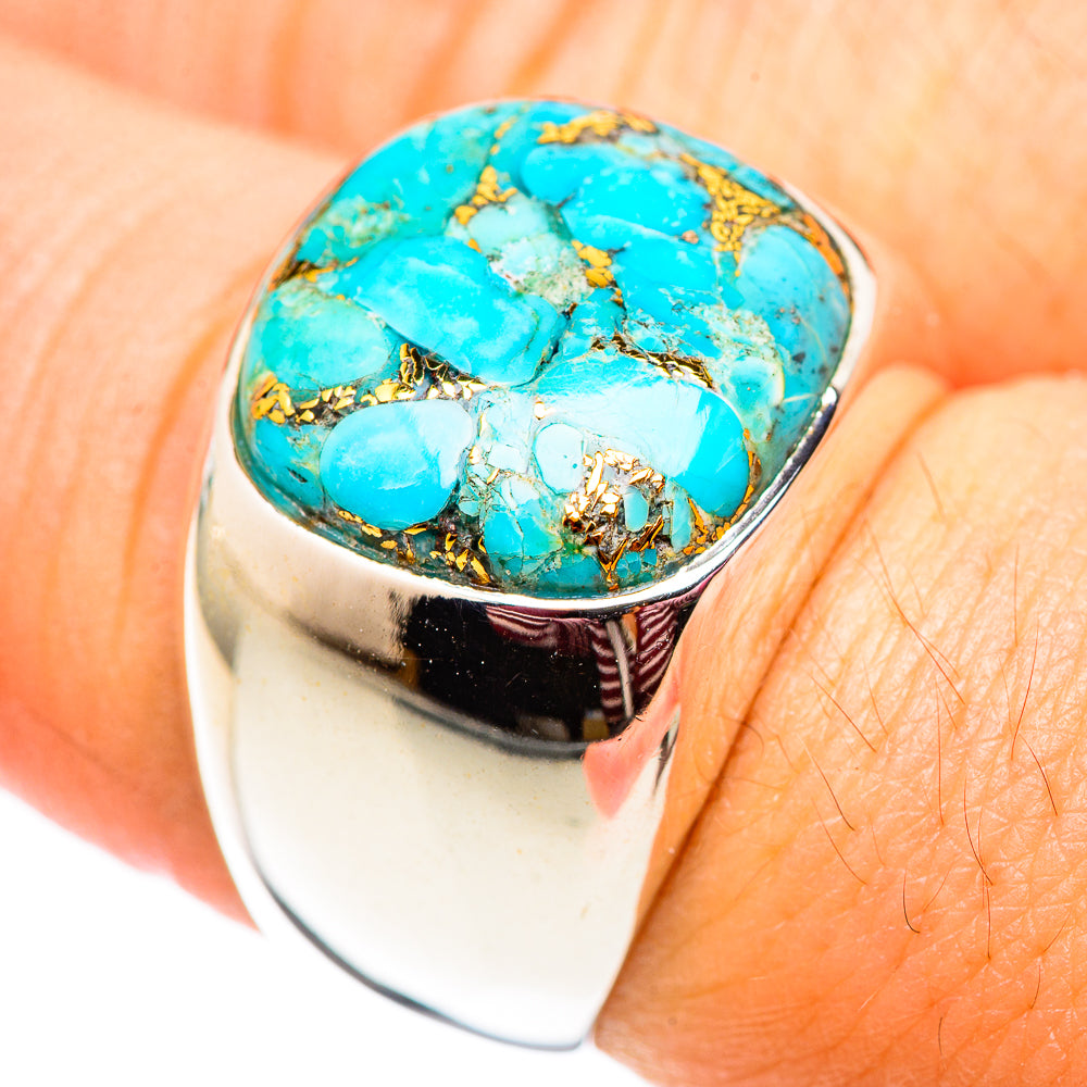 Blue Copper Composite Turquoise Rings handcrafted by Anasilvercos - RING124524
