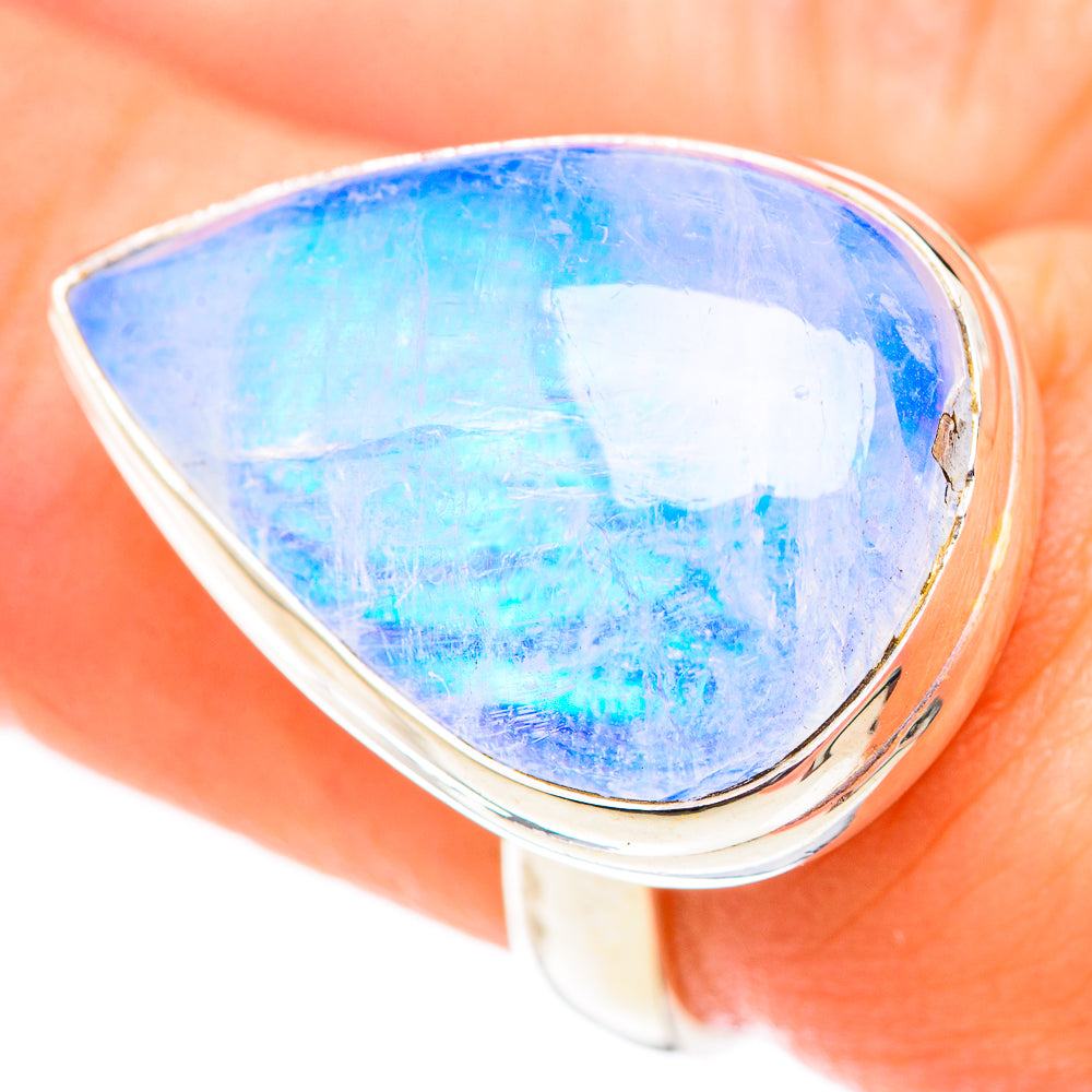 Rainbow Moonstone Rings handcrafted by Anasilvercos - RING124530