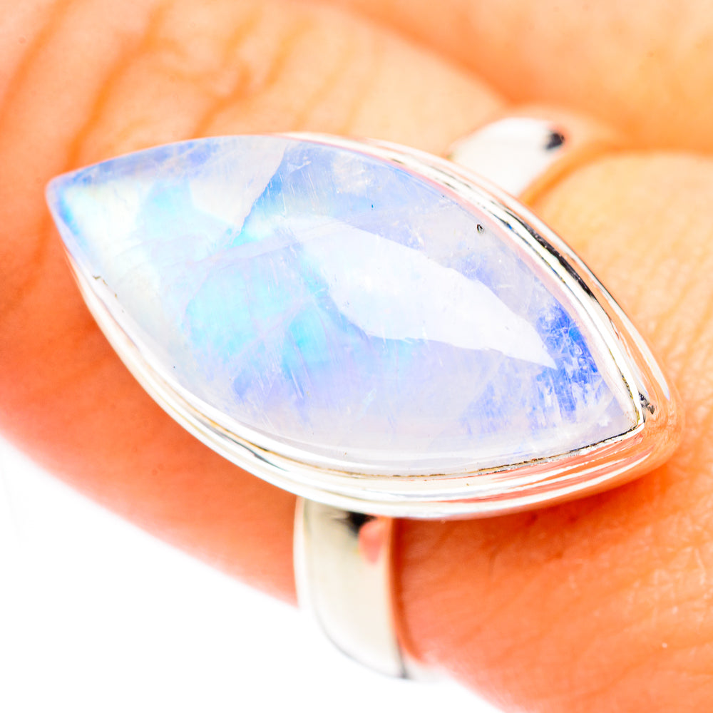 Rainbow Moonstone Rings handcrafted by Anasilvercos - RING124581