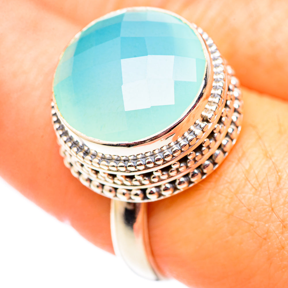 Aqua Chalcedony Rings handcrafted by Anasilvercos - RING124608