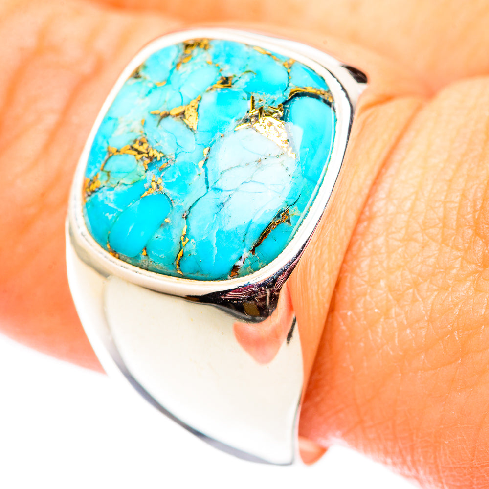 Blue Copper Composite Turquoise Rings handcrafted by Anasilvercos - RING124621