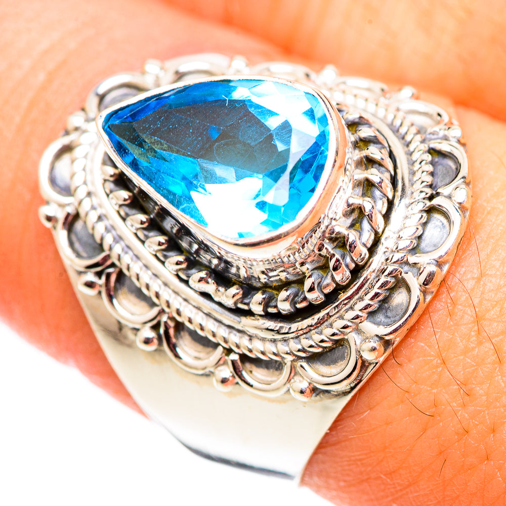 Swiss Blue Topaz Rings handcrafted by Anasilvercos - RING124622
