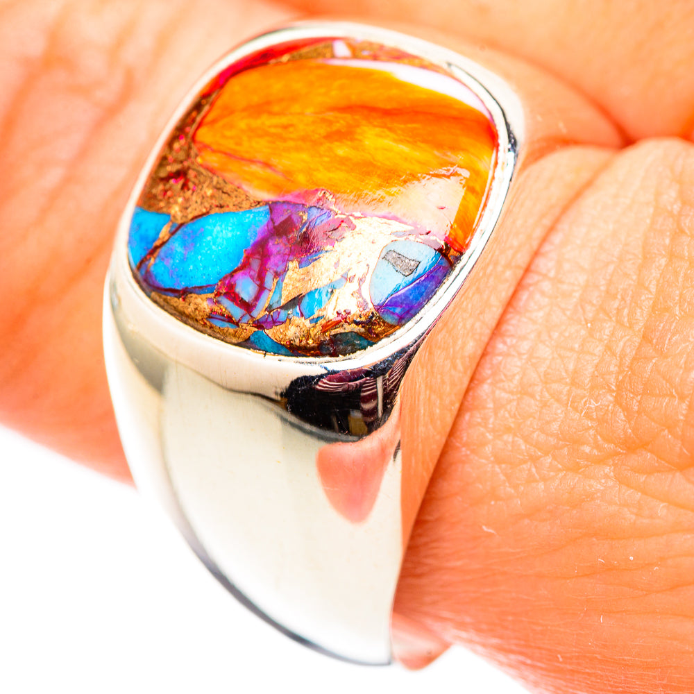 Kingman Pink Dahlia Turquoise Rings handcrafted by Anasilvercos - RING124660