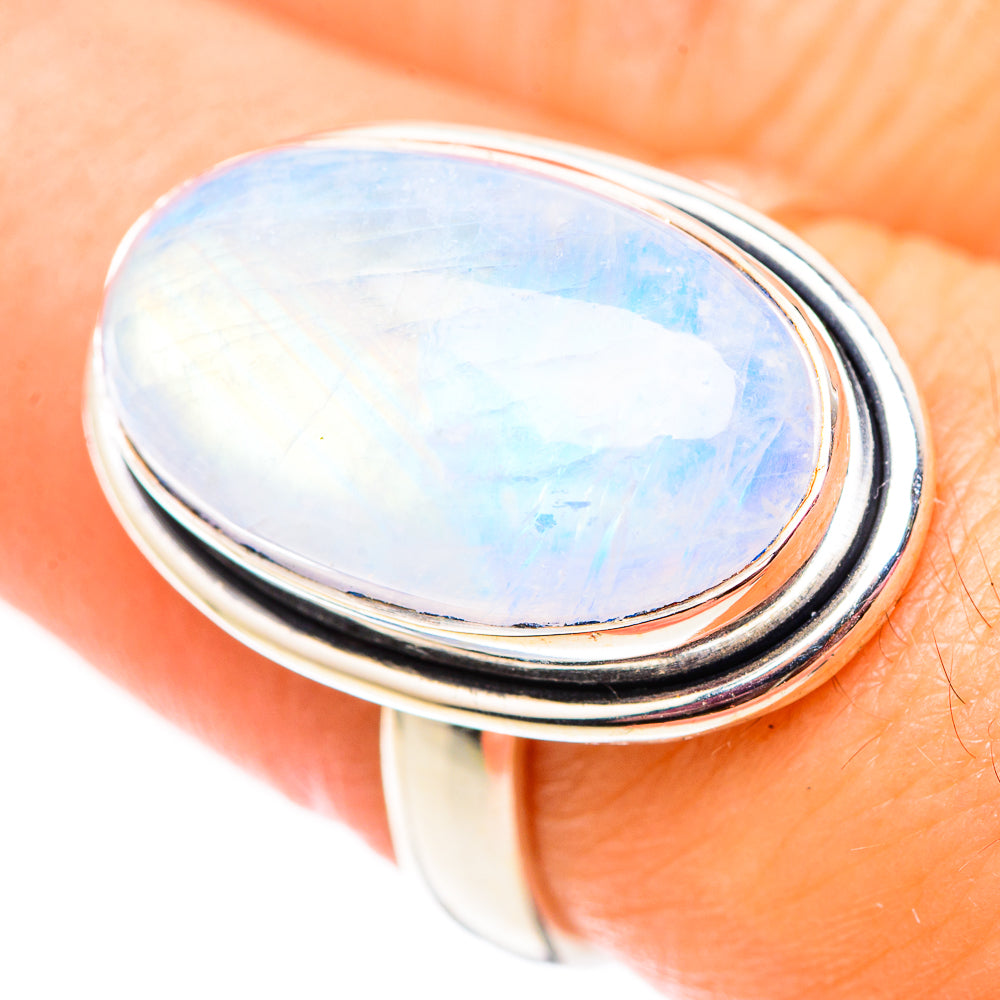 Rainbow Moonstone Rings handcrafted by Anasilvercos - RING124669