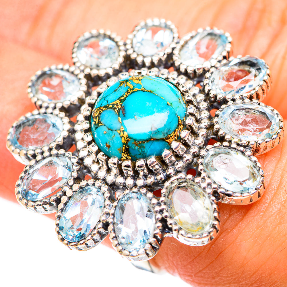 Blue Copper Composite Turquoise Rings handcrafted by Anasilvercos - RING124710