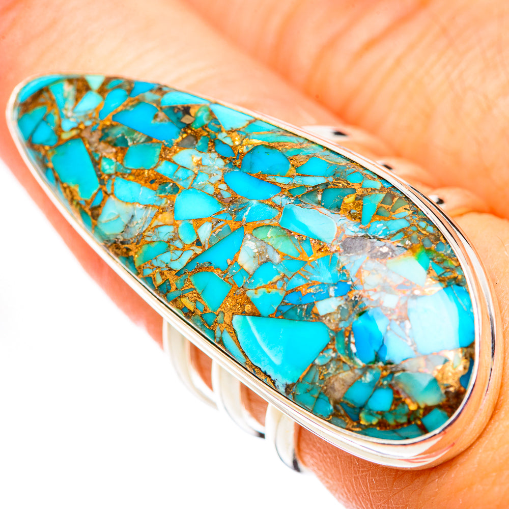 Blue Copper Composite Turquoise Rings handcrafted by Anasilvercos - RING124711