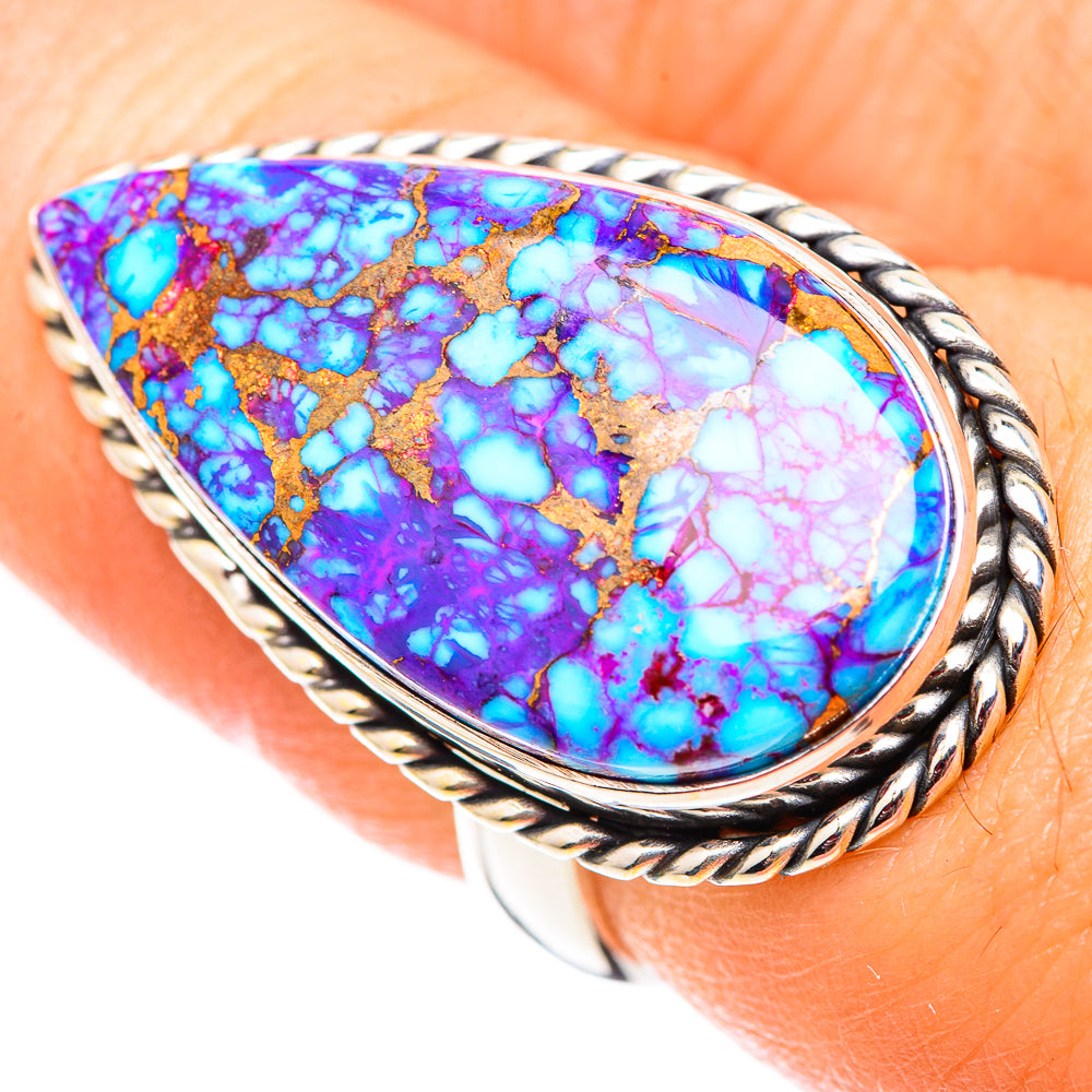 Purple Copper Composite Turquoise Rings handcrafted by Anasilvercos - RING124715