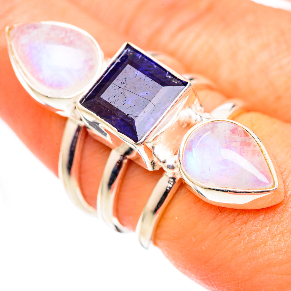 Rainbow Moonstone Rings handcrafted by Anasilvercos - RING124717