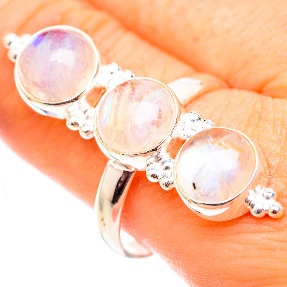 Rainbow Moonstone Rings handcrafted by Anasilvercos - RING124718