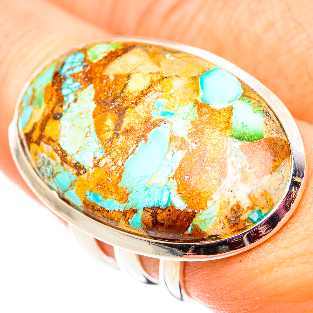 Blue Copper Composite Turquoise Rings handcrafted by Anasilvercos - RING124726